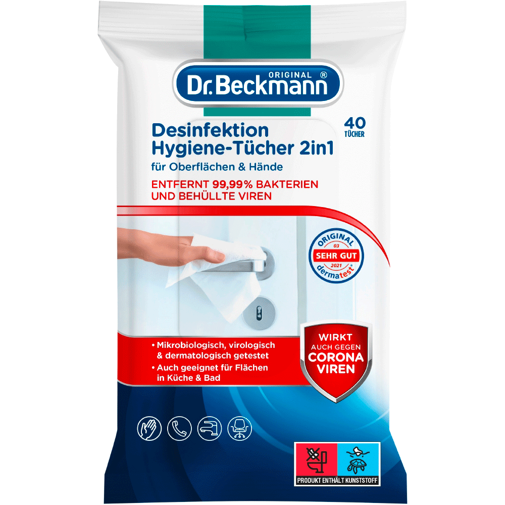 Bild: Dr. Beckmann Desinfektions-Hygienetücher 2in1 