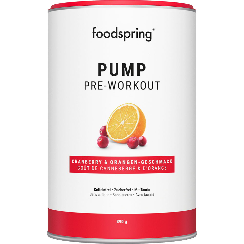 Bild: foodspring Pump Pre-Workout Cranberry und Orangen Geschmack 