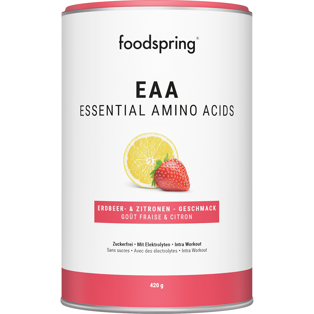 Bild: foodspring EAA Essential Amino Acids Erdbeer und Zitronen Geschmack 