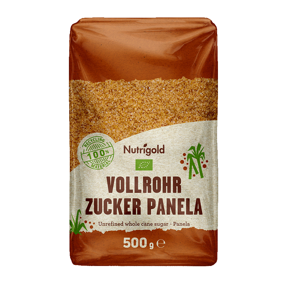 Bild: Nutrigold Vollrohr Zucker Panela 