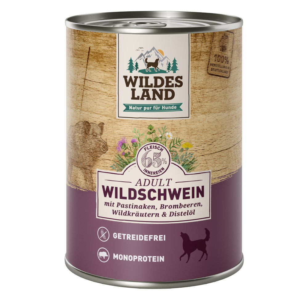 Bild: Wildes Land Wildschwein mit Pastinaken, Brombeeren, Wildkräutern und Distelöl 