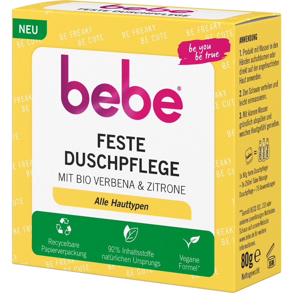 Bild: bebe Feste Duschpflege Belebend mit Verbena & Zitrone 