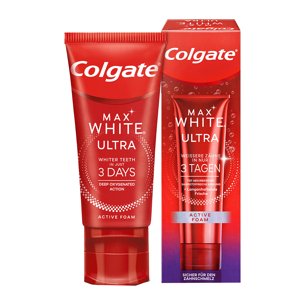 Bild: Colgate Zahncreme Max White Ultra Active Schaum 