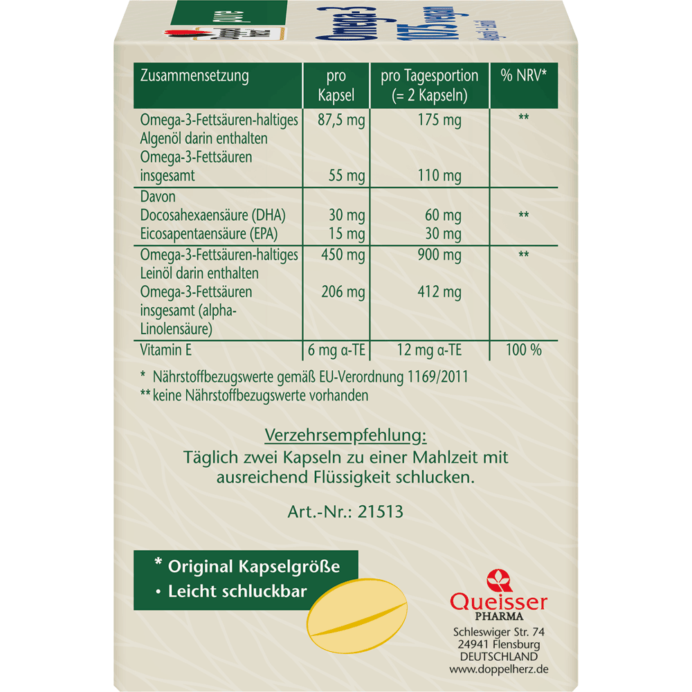 Bild: DOPPELHERZ Pure Omega 3 1075 Vegan 