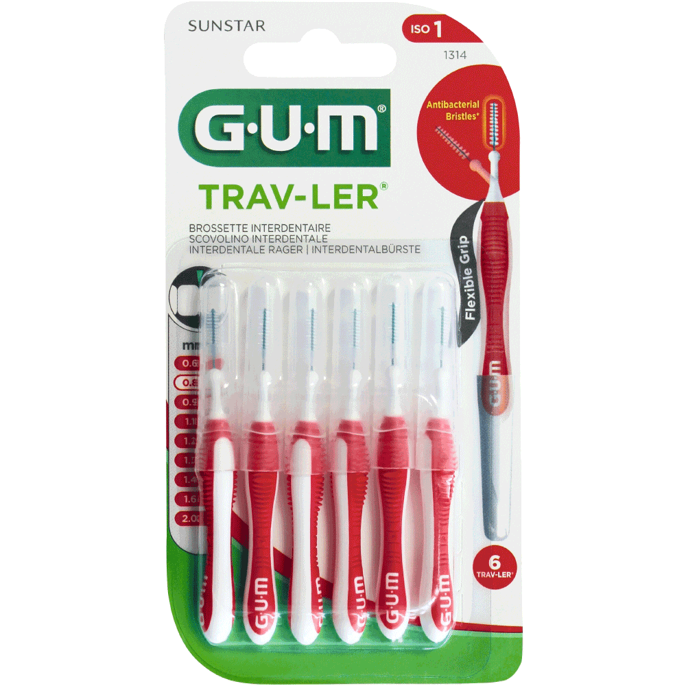 Bild: GUM TRAV-LER Interdentalbürste ISO 1 0,8 mm rot 