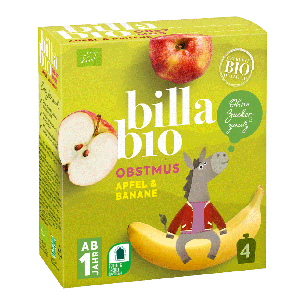 Bild: Billa Bio Quetschie Apfel Banane 4er Pack 