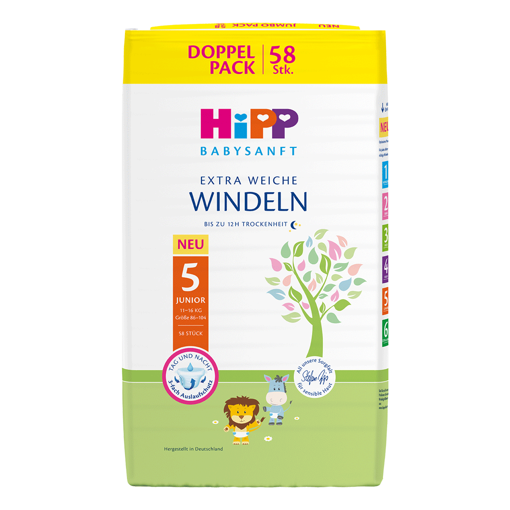 Bild: HiPP Windeln Gr. 5, 11kg - 16kg Doppelpack 