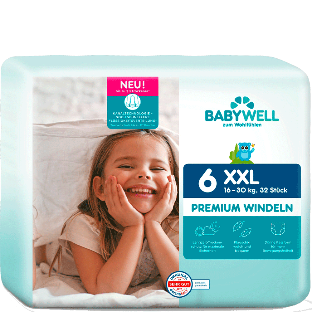 Bild: BABYWELL Premium Windeln XXL Gr. 6, 16kg - 30kg 