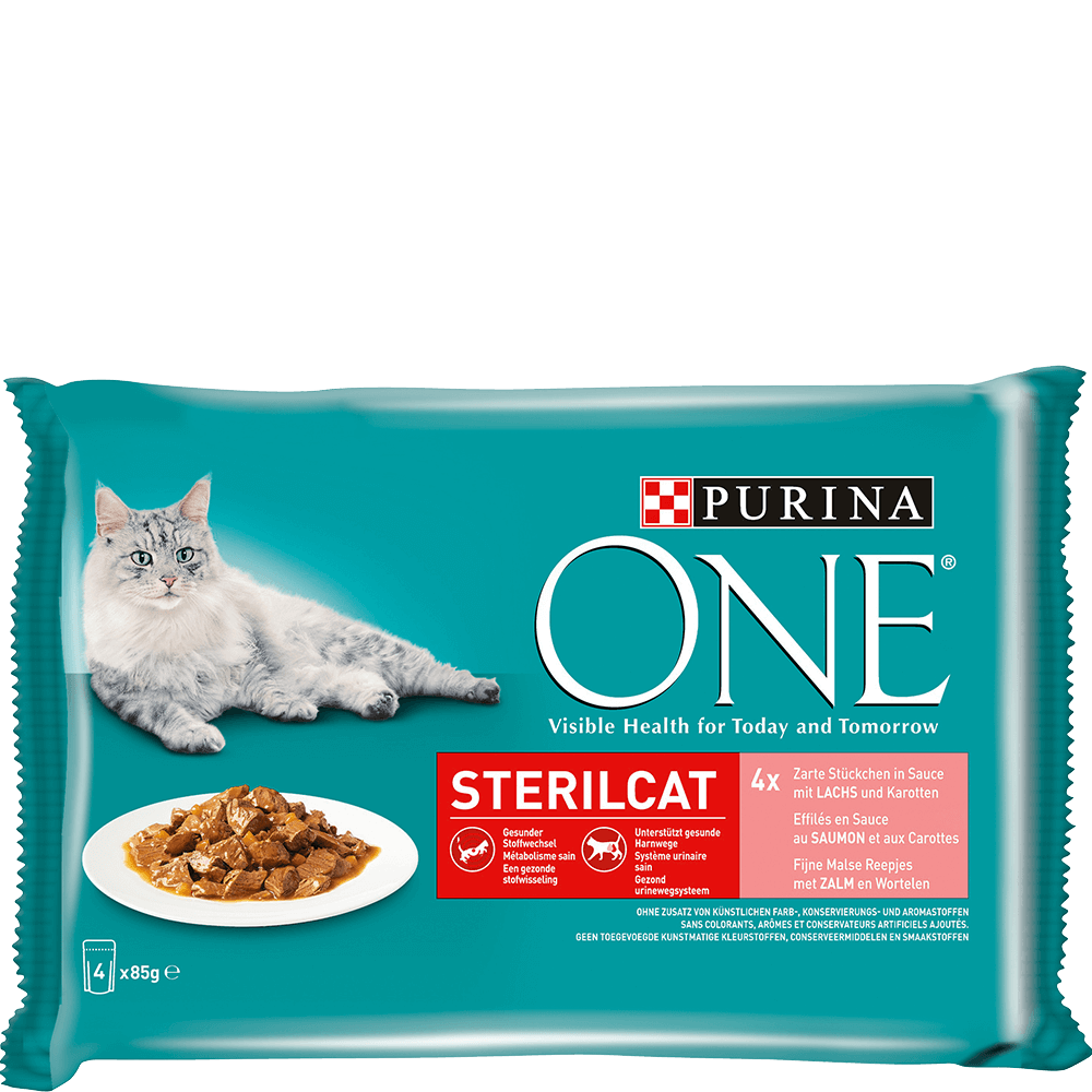 Bild: Purina ONE STERILCAT Lachs & Karotte 