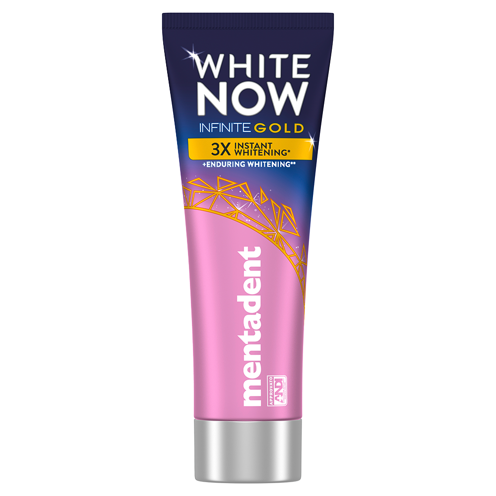 Bild: mentadent Infinite Gold White Now Zahncreme 