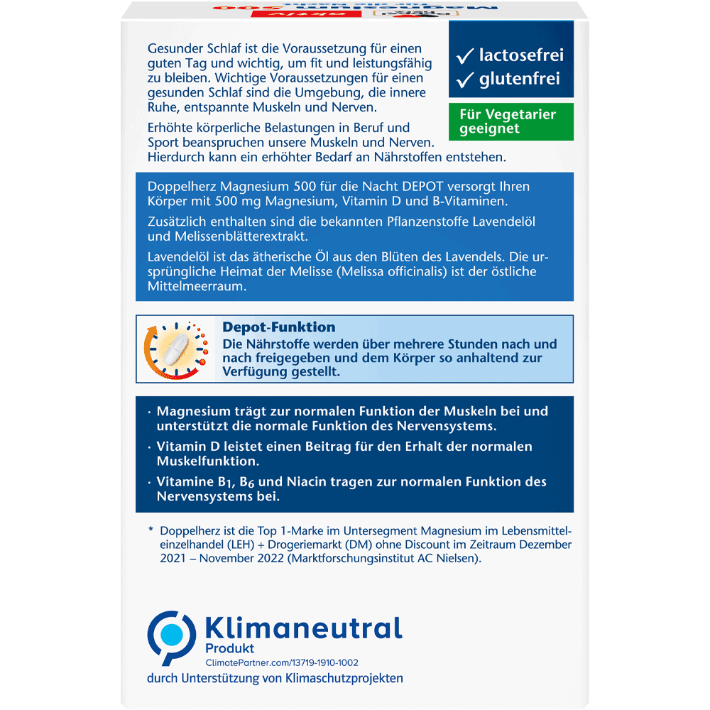 Bild: DOPPELHERZ Magnesium 500 für die Nacht 