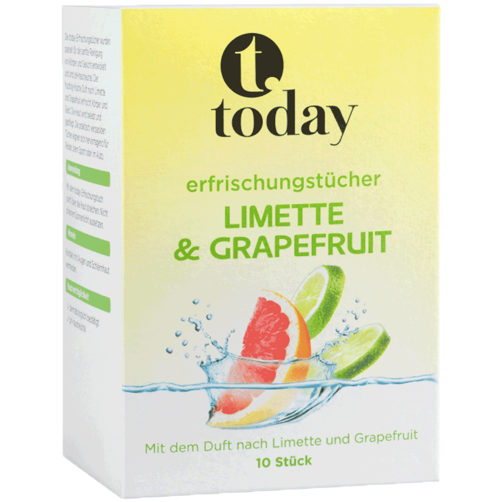 Bild: today Erfrischungstücher Limette & Grapefruit 