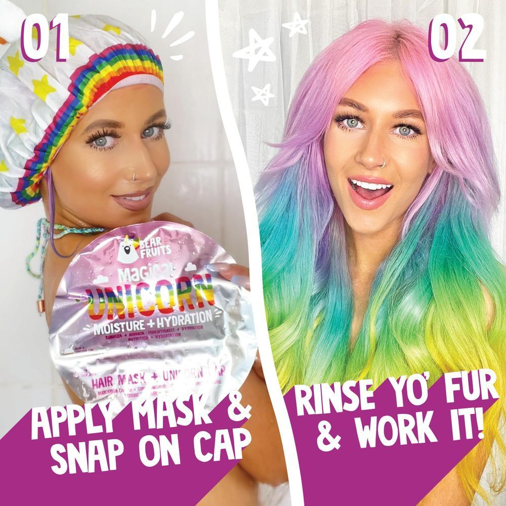 Bild: Bear Fruits Magische Feuchtigkeits-Haarmaske + Unicorn-Haube 