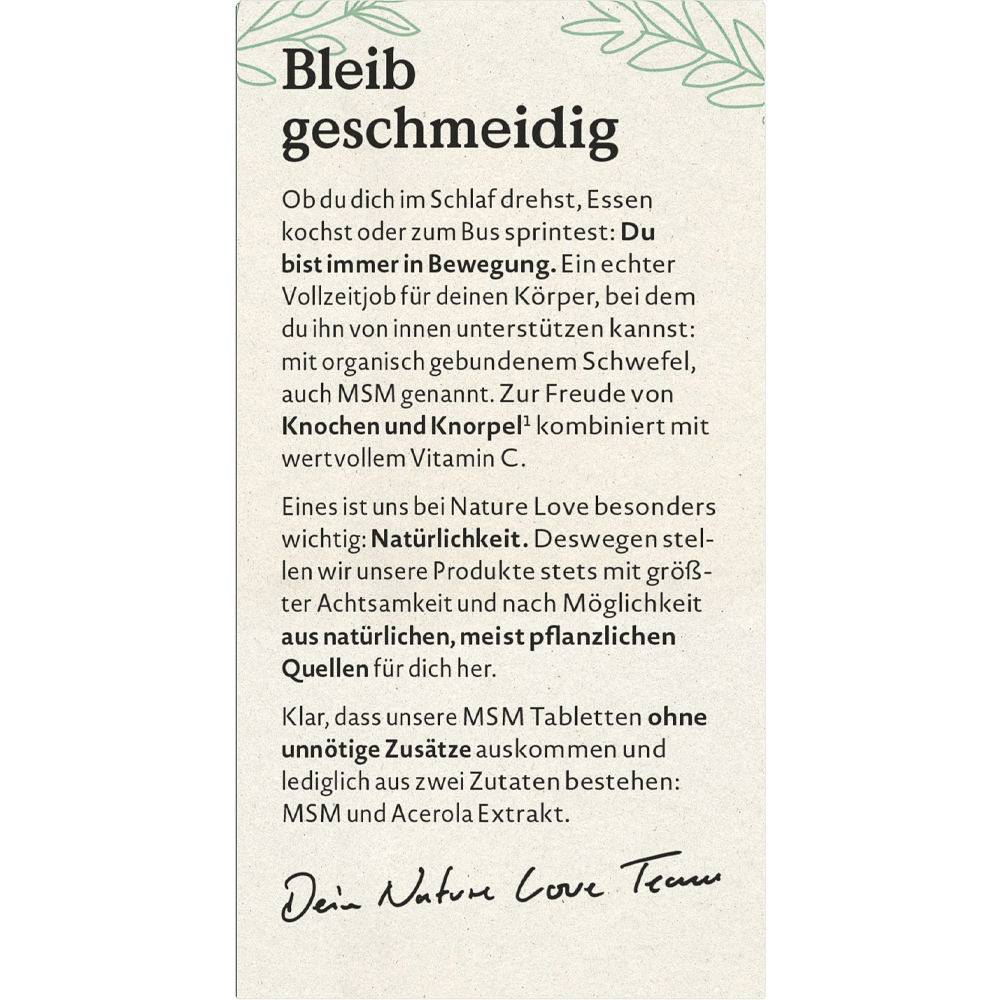 Bild: NATURE LOVE MSM mit Vitamin C