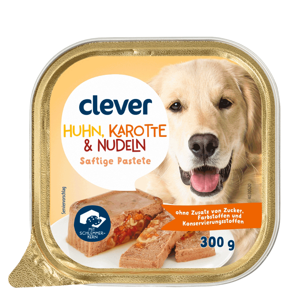 Bild: clever Saftige Pastete mit Huhn, Karotte + Nudeln Hundefutter