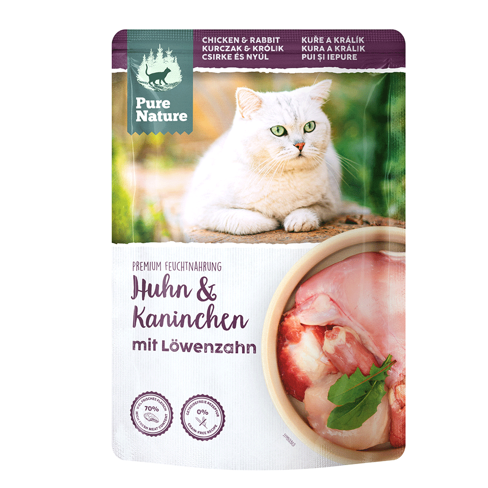 Bild: Pure Nature Premium Feuchtnahrung Huhn und Kaninchen mit Löwenzahn