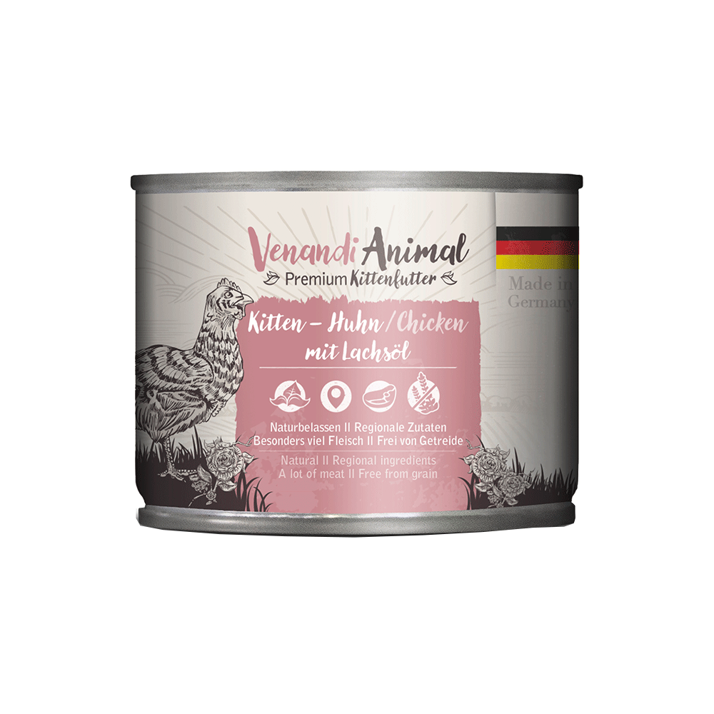 Bild: Venandi Animal Kitten Nassfutter Huhn mit Lachsöl