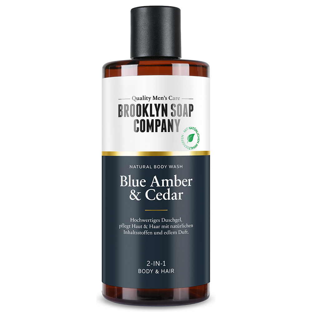 Bild: Brooklyn Soap Company Duschgel Blue Amber & Cedar