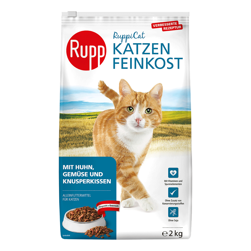 Bild: Rupp Katzen Feinkost mit Huhn, Gemüse und Knusperkissen