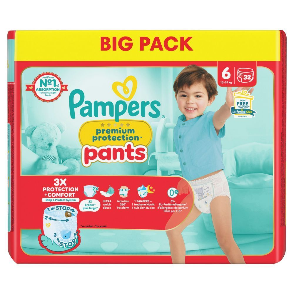 Bild: Pampers Premium Protection Pants Größe 6, 13kg-19kg, Big Pack