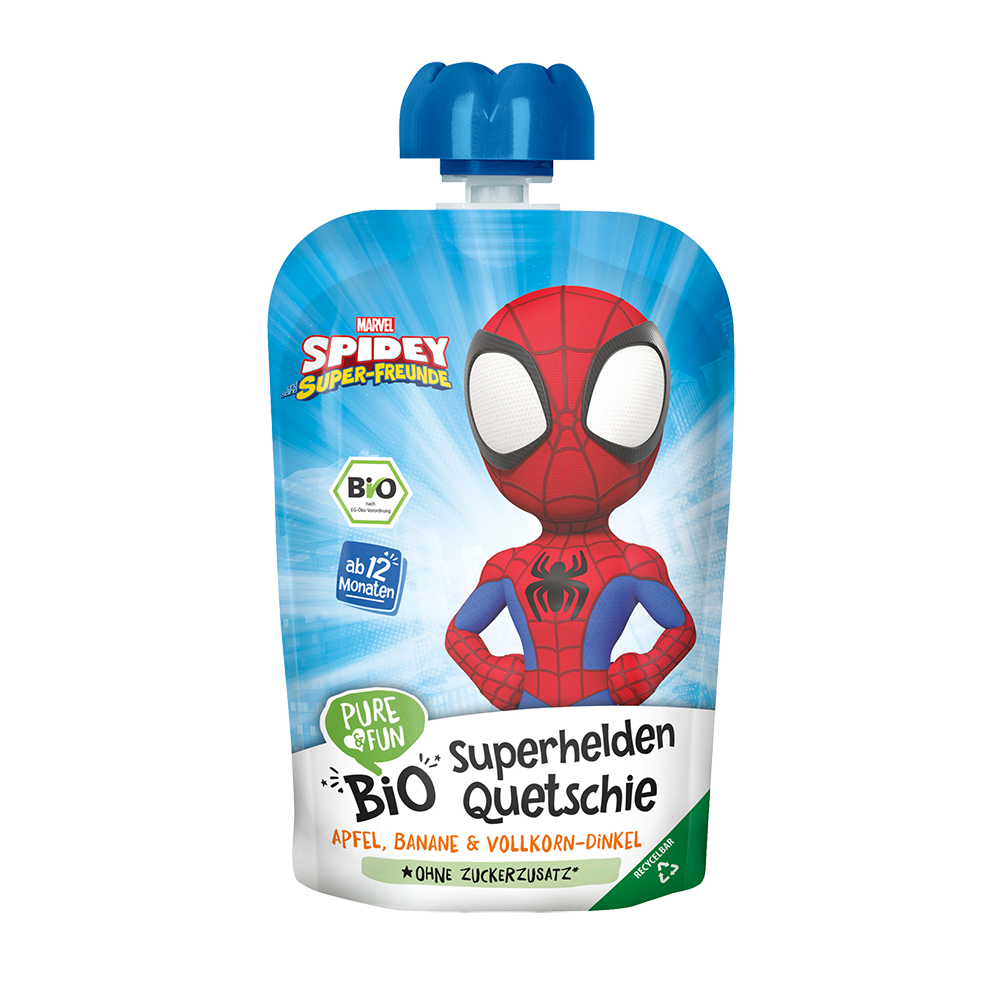 Bild: hejo! Quetschie BIO Spidey Superhelden