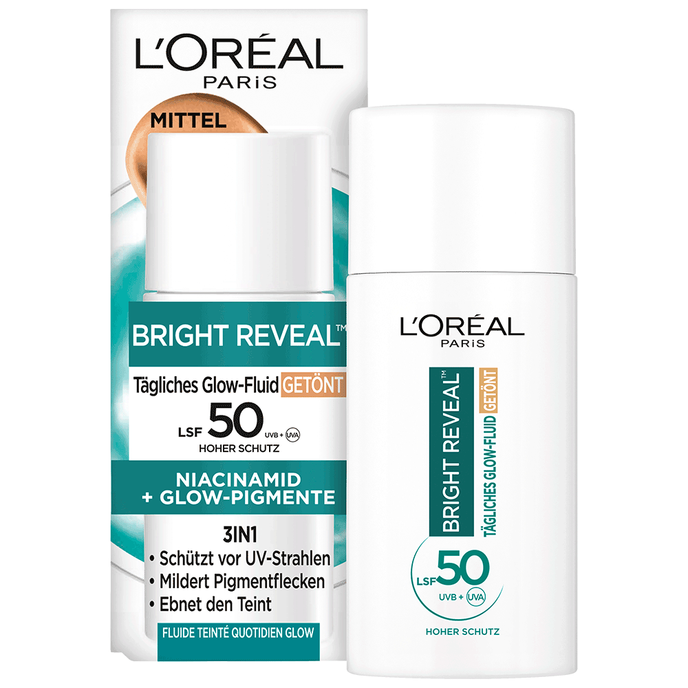 Bild: L'ORÉAL PARIS Bright Reveal Tägliches Glow-Fluid Getönt Mittel LSF 50